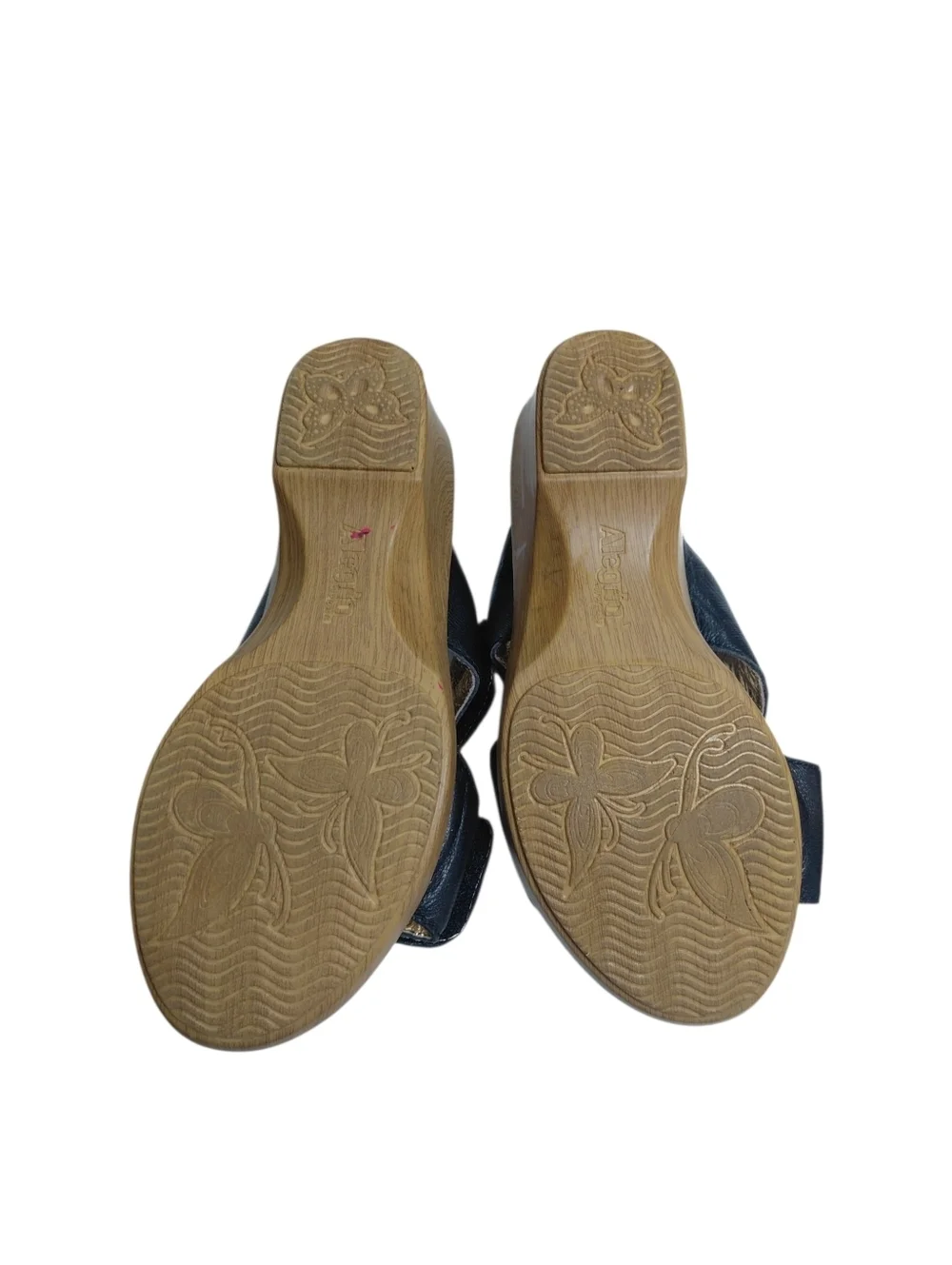 Alegria Linn Black Embroidered Floral Wedge Sandals Size 7